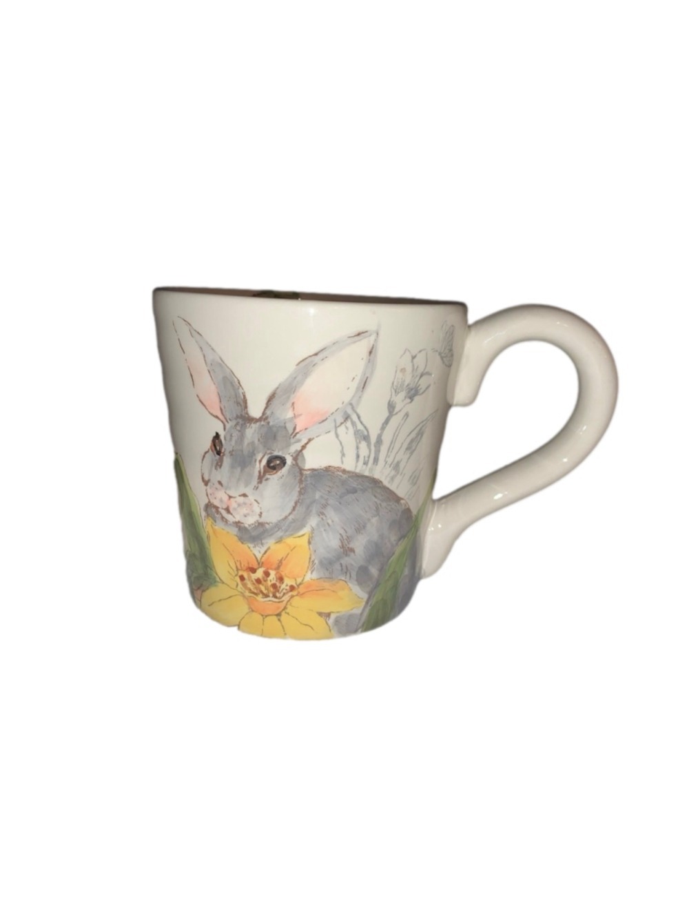 Maxcera Bunny Selfie Off-White Grey Yellow Daffodil Mug One Size